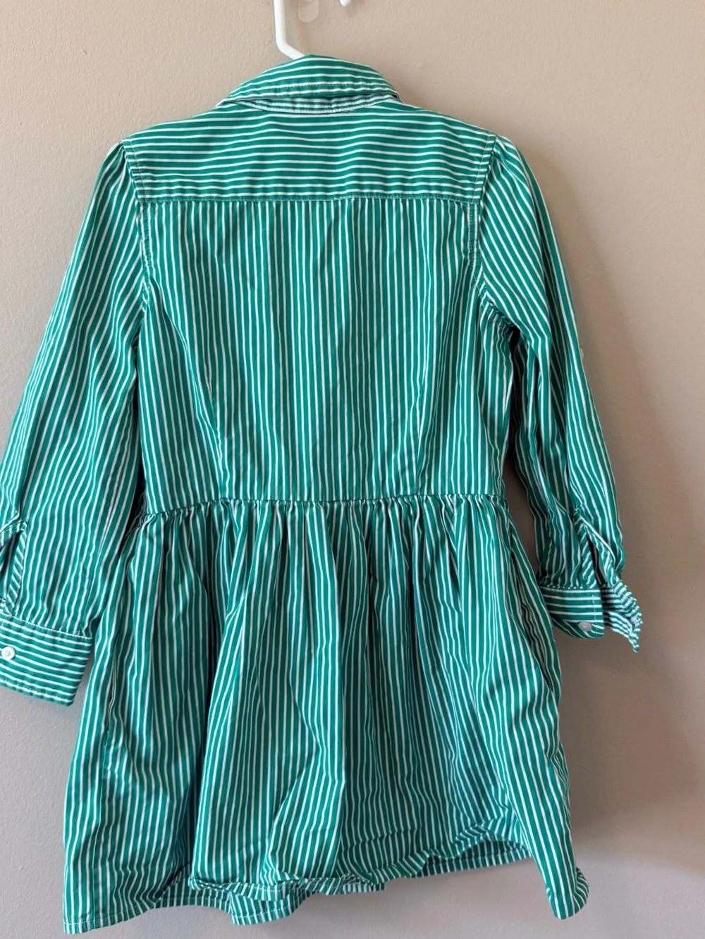 Ralph Lauren Teal and White Striped Girls Shirt Dress
